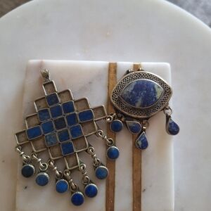 Vintage Afghan Lapis Pendants